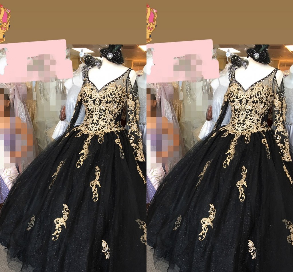2022 Sexy Black and Gold Lace Unique Neck Quinceanera Prom dresses Ball Gown Cold Shoulder Long Illusion Sleeves Glitter Tulle Evening Formal Dress, Ivory
2022 Sexy Black and Gold Lace Unique Neck Quinceanera Prom dresses Ball Gown Cold Shoulder Long Illusion Sleeves Glitter Tulle Evening Formal Dress, Ivory