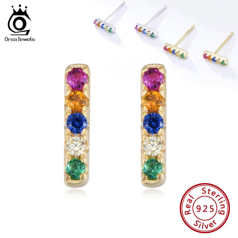 Stud Effie Queen 925 Sterling Silver Fashion Rainbow Earrings Colorful Girl's Huggies Trendy Women Jewelry Accessories EQE39, Golden;silver
Stud Effie Queen 925 Sterling Silver Fashion Rainbow Earrings Colorful Girl's Huggies Trendy Women Jewelry Accessories EQE39, Golden;silver