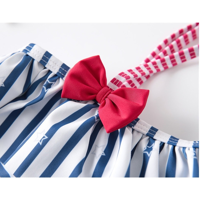 Toddler Kids Baby Girls Striped Stars Swimwear Swimsuit Star Suit Beachwear Summer Children's 210508