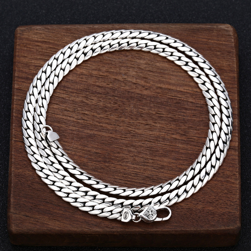 925 sterling silver link chain men's necklaces American European handmade designer punk gothic antique luxury jewelry accessories gifts