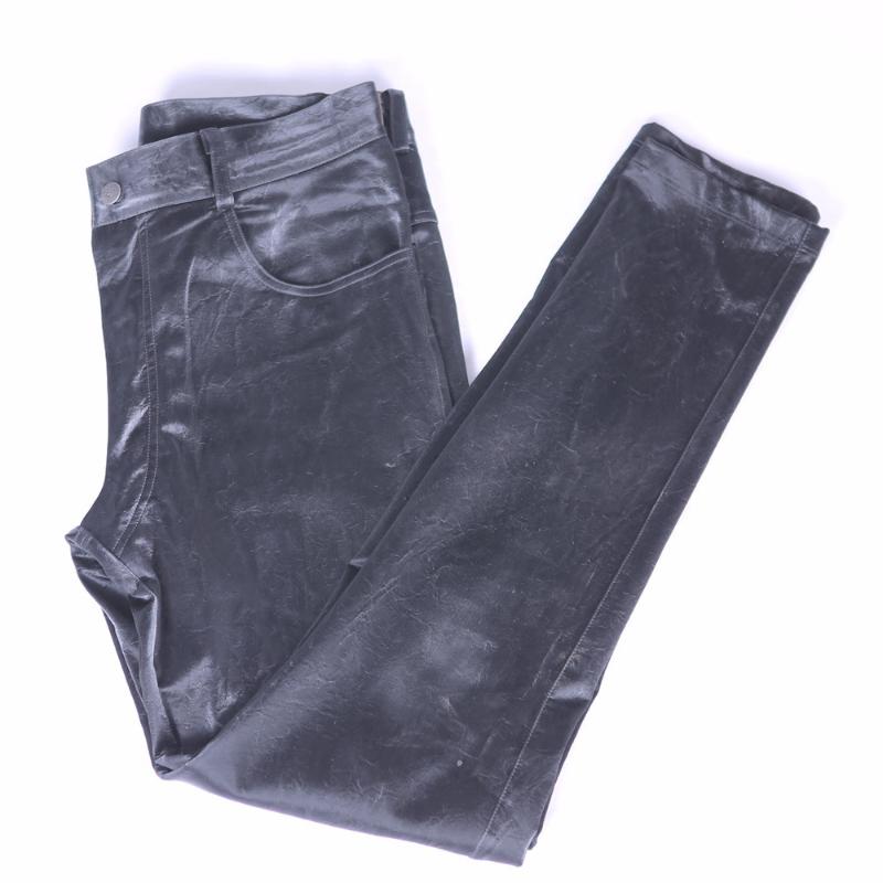 Men Sexy Slim Pants Faux Leather Motorcycle Trousers Tight Stretchy Casual Stylish Men's
