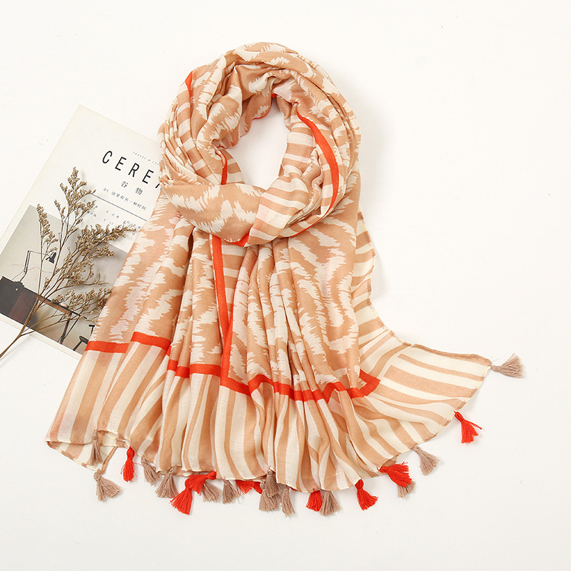 Shawls Autumn and Winter New Fashion Casual Striped Cotton Linen Feel Scarf Womens Leopard Print Contrast Color Stitching Tassel Shawl No.
Shawls Autumn and Winter New Fashion Casual Striped Cotton Linen Feel Scarf Womens Leopard Print Contrast Color Stitching Tassel Shawl No.