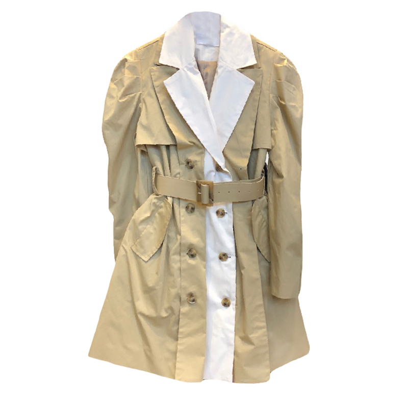 Nomikuma Autumn Women Jacket Korean Contrast Color Patchwork Elegant Coat Belt Slim Waist Double Breasted Jackets 6C681 210427