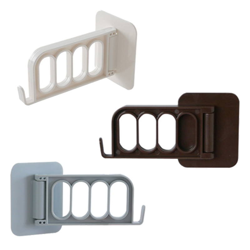 Wall Mounted Folding Clothes Hanger Rack 4-Hook Hook Holder Plastic Drying Rack Sticky Closet Organizer Home Storage Rack