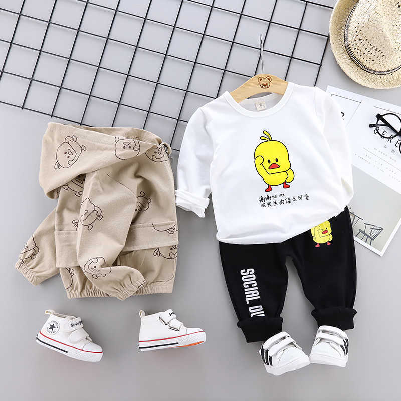 0-4 years High quality boy clothing set autumn sport active cartoon kid suit children baby coat+T-shirt+pant 210615