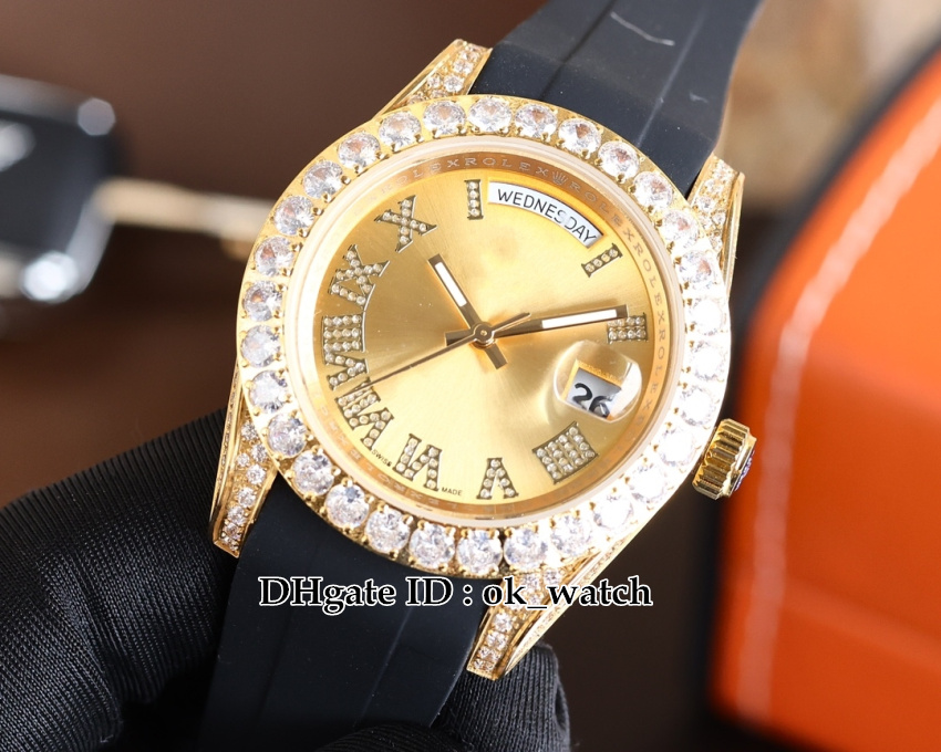 New version 40mm Date Automatic Mens Watch 228348 228345 228396 228349 Big Diamond Bezel Gents Fashion Watches Rose Gold Case Black Rubber Strap
New version 40mm Date Automatic Mens Watch 228348 228345 228396 228349 Big Diamond Bezel Gents Fashion Watches Rose Gold Case Black Rubber Strap