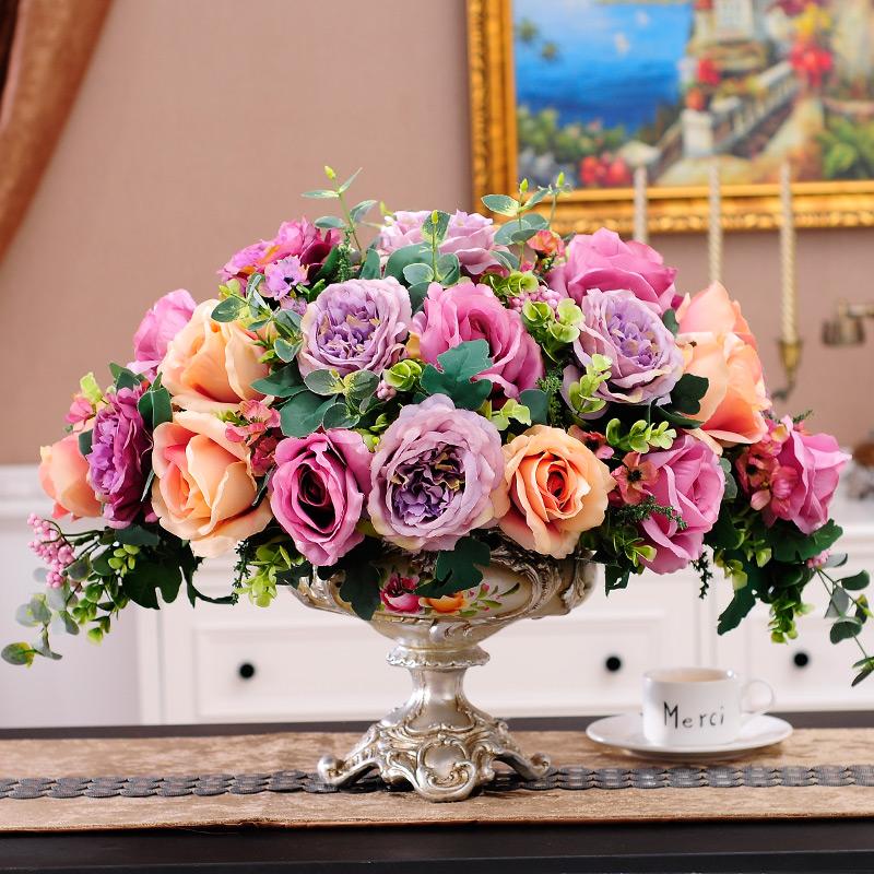 European Flower Simulation Table Setting Set The Living Room Decoration Flowers Are Whole Floral Suit Vases