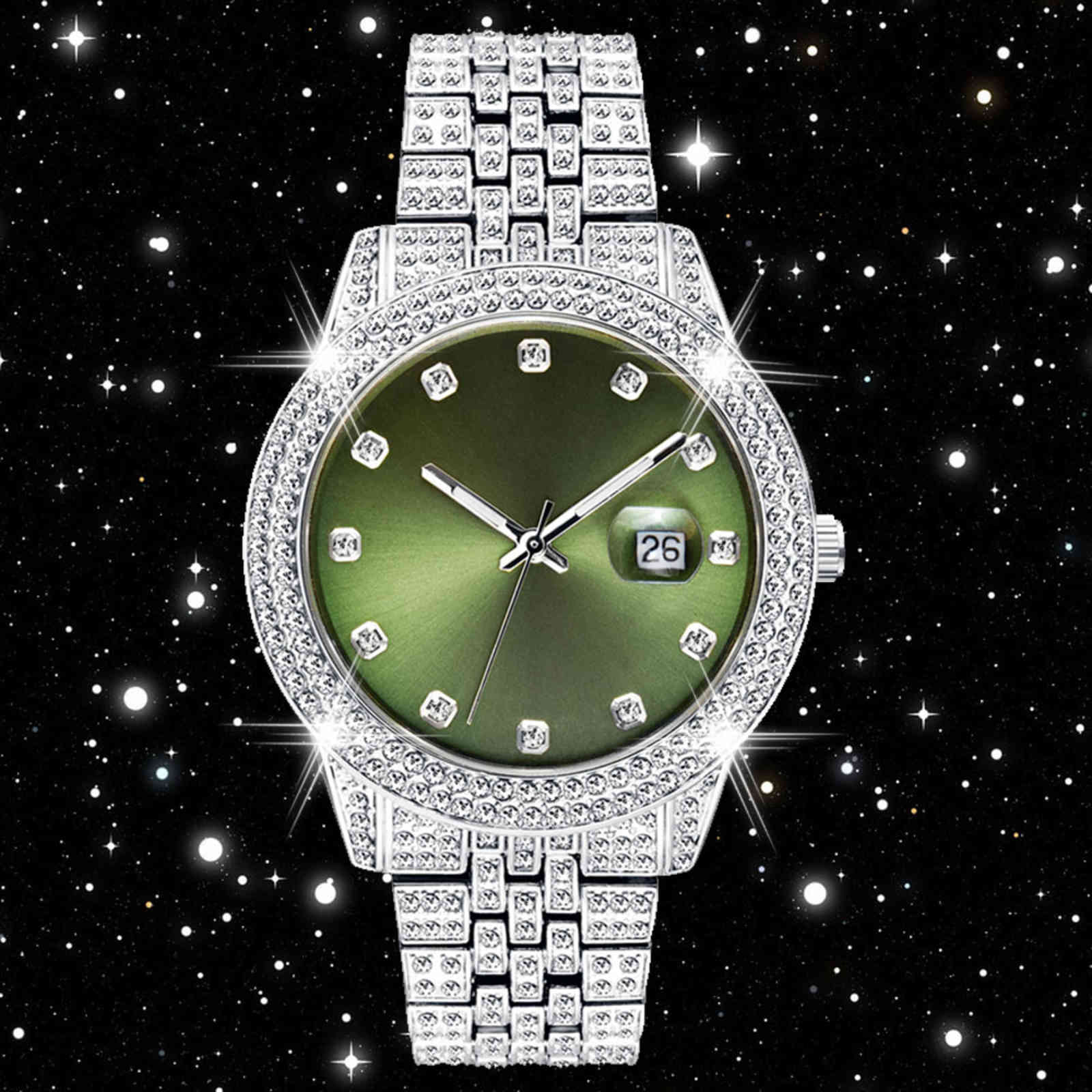 Dropshipping Mens 44mm Hip Hop Iced Out Diamond Full CZ Fashion Quartz Watch Men Waterproof Stainless Steel Montre Homme, Silver gold green
Dropshipping Mens 44mm Hip Hop Iced Out Diamond Full CZ Fashion Quartz Watch Men Waterproof Stainless Steel Montre Homme, Silver gold green