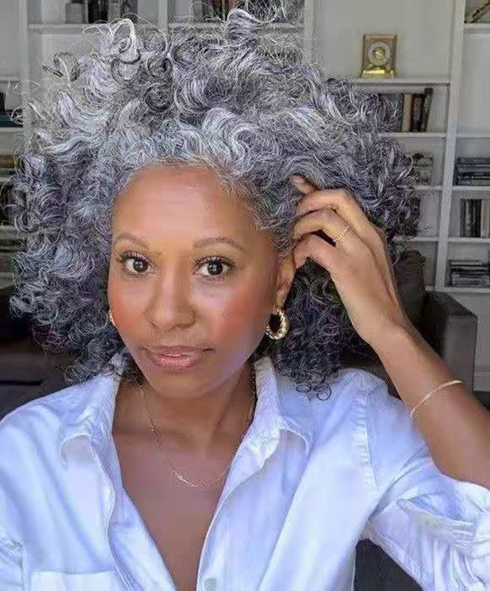 Salt and pepper authetic gray ponytail hairstyle for black women new natural silver grey pony tail puff hairpiece drawstring clip ins 120g