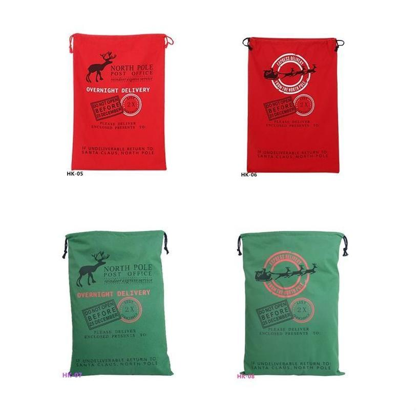 US STOCK Christmas Santa Sacks Canvas Cotton Bags Large Organic Heavy Drawstring Gift Bags Personalized Festival Party Christmas Decoration