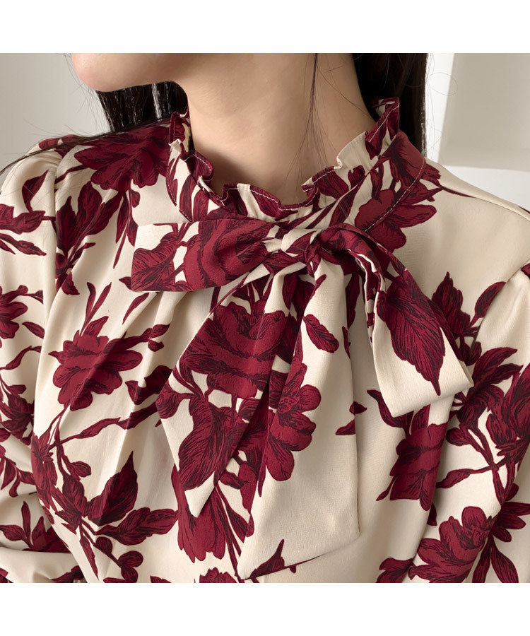 Spring Women Suits Print Long Lantern Sleeve Shirt Slim Fit Hip Mini Skirt Two Piece Set S01303M 220302