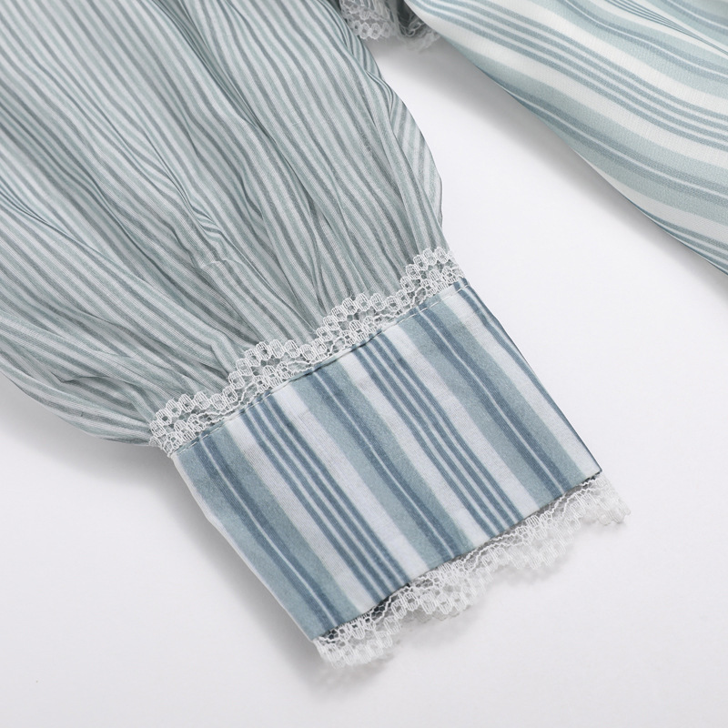 VKBN Dresses Woman Party Night Turtleneck Long Sleeve Blue Striped sexy dress Fashion Shoulder cutout 210507