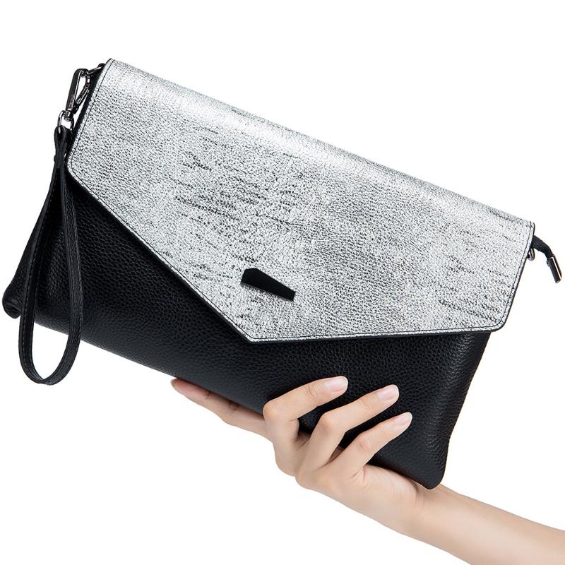 Duffel Bags Contrast Color Genuine Cow Leather Silver Black Flap Style Zipper Main Bag Back Slot Design Single Shoulder Women Travel Handbag
Duffel Bags Contrast Color Genuine Cow Leather Silver Black Flap Style Zipper Main Bag Back Slot Design Single Shoulder Women Travel Handbag