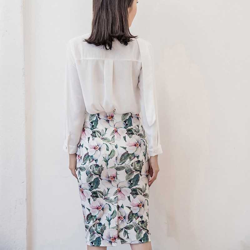 High Waist Floral Print Skirts Vintage Elegant Office Lady Bodycon Women Summer Pencil Korean harajuku 210621