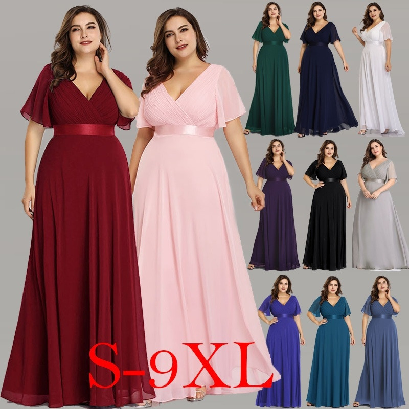 New Summer Women Dress Plus Size S-9XL Elegant A Line V Neck Short Maxi Sleeve Beach Dresses Boho Long Party Dress Robe Femme 210409