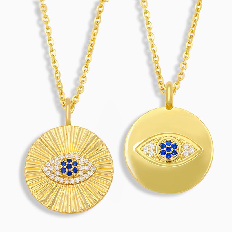 Pendant Necklaces FLOLA Gold Vermeil Round Evil Eye Necklace For Women Turkish CZ Cubic Zirconia Wholesale Jewelry Nkeu32
Pendant Necklaces FLOLA Gold Vermeil Round Evil Eye Necklace For Women Turkish CZ Cubic Zirconia Wholesale Jewelry Nkeu32