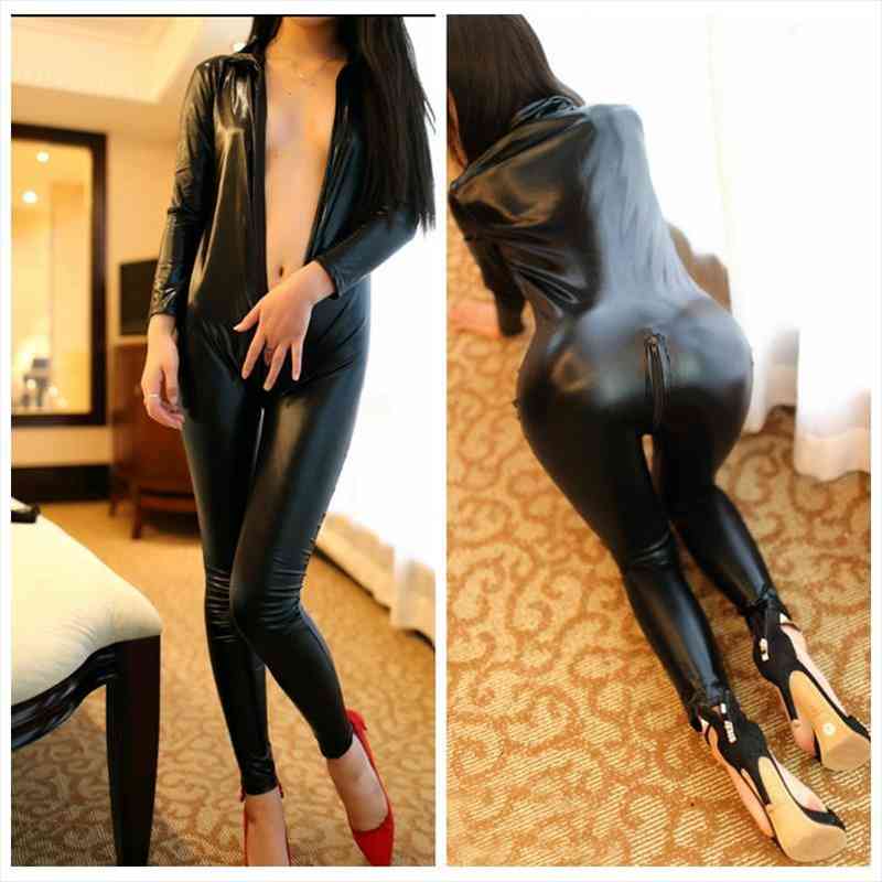 black wetlook faux leather long sleeve open crotch pvc catsuit with zipper bodysuit latex catsuit fetish wear costumes, Black;white
black wetlook faux leather long sleeve open crotch pvc catsuit with zipper bodysuit latex catsuit fetish wear costumes, Black;white