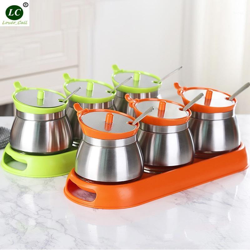 Storage Bottles & Jars 3 IN 1 Creative Kitchen Seasoning Box Glass Season Bottle Set 304# Stainless Steel Salt Can Pepper Oil Tank
Storage Bottles & Jars 3 IN 1 Creative Kitchen Seasoning Box Glass Season Bottle Set 304# Stainless Steel Salt Can Pepper Oil Tank