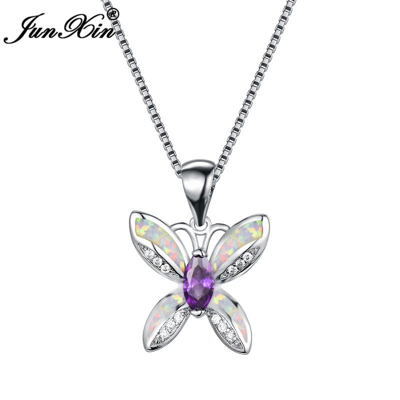 Pendant Necklaces Boho Female Big Blue Purple Butterfly Pendants White Fire Opal For Women Silver Color Wedding Jewelry
Pendant Necklaces Boho Female Big Blue Purple Butterfly Pendants White Fire Opal For Women Silver Color Wedding Jewelry