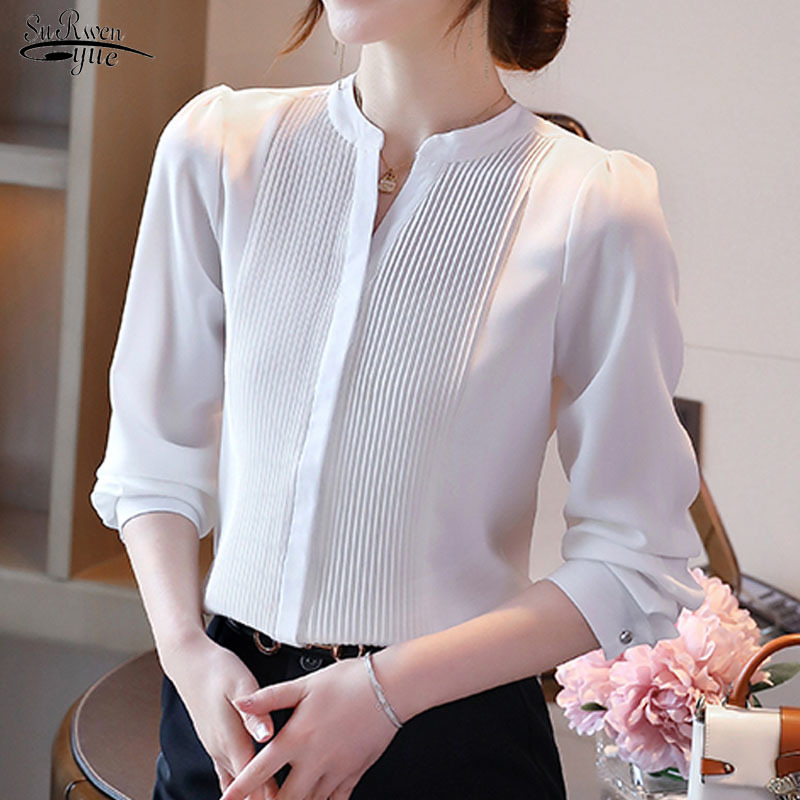 Autumn Long Sleeve Chiffon Blouse Women Shirts Office Lady White Cardigan V Neck Solid Female Tops Clothing 10856 210521
Autumn Long Sleeve Chiffon Blouse Women Shirts Office Lady White Cardigan V Neck Solid Female Tops Clothing 10856 210521
