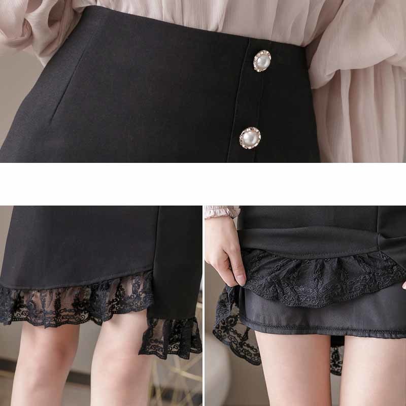 High Waist Formal Skirts Spring and Summer Style Lace Short Skirt A- Line Knee-length Dress Beading Jupe Femme 8771 50 210508