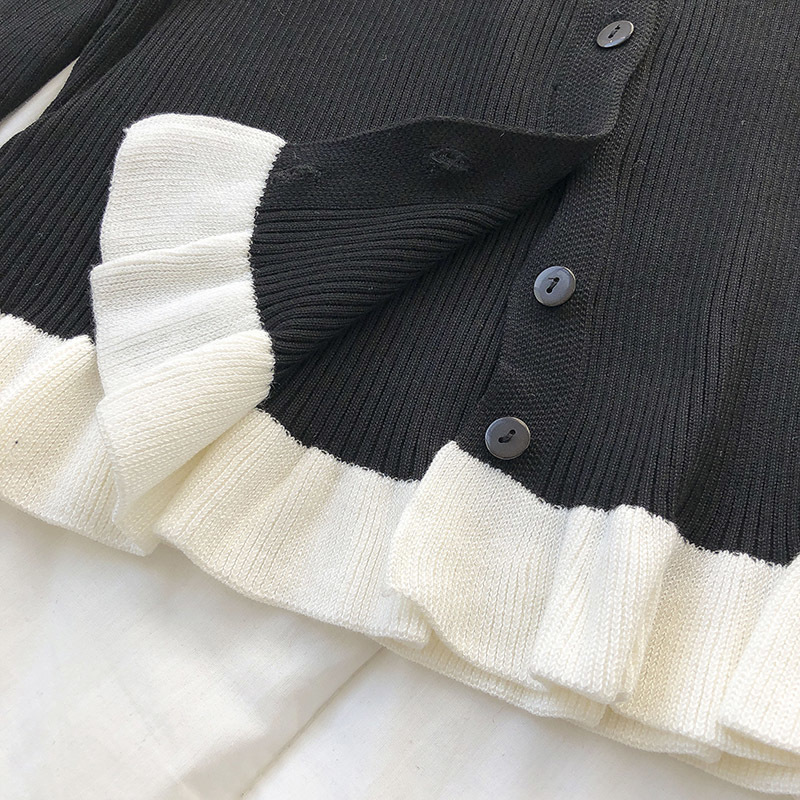 Kimutomo Casual Patchwork Fungus Thin Cardigans Women French Style Spring Female O-neck Single Breasted Short Top 210521