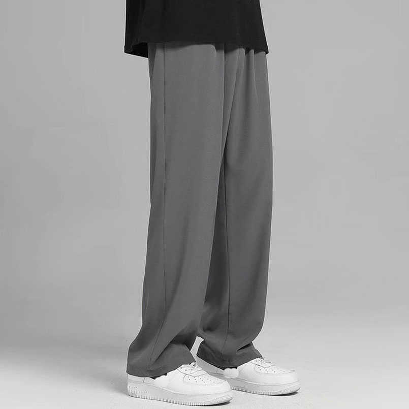 Oversize Men's Wide Leg Pants Thin Baggy Tracksuit Menswear Plus Size Harajuku Male Korean Straight Trouser Spring 211119