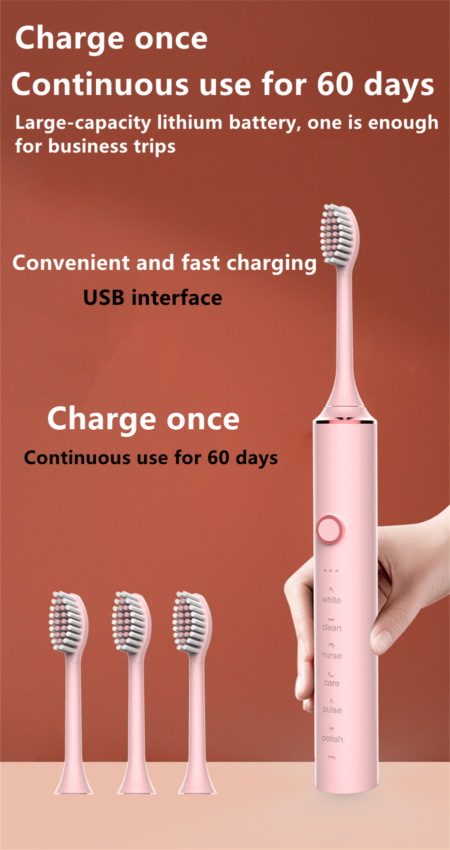 Household Rechargeable Sonic Silicone Toothbrushes Dental Deep Clean Oral Brushes Soft Gum Massage Waterproof Electric Toothbrush