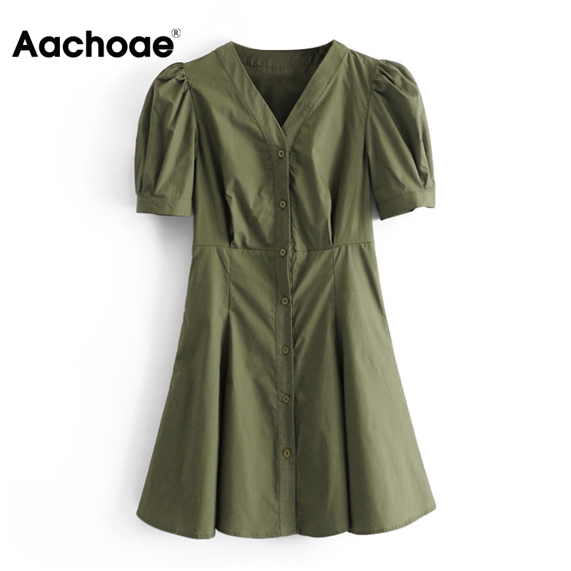 Summer Women Elegant V Neck Solid Mini Dress Puff Short Sleeve Office Shirt Dress Ladies A Line Chic Pleated Dresses, Black;white
Summer Women Elegant V Neck Solid Mini Dress Puff Short Sleeve Office Shirt Dress Ladies A Line Chic Pleated Dresses, Black;white