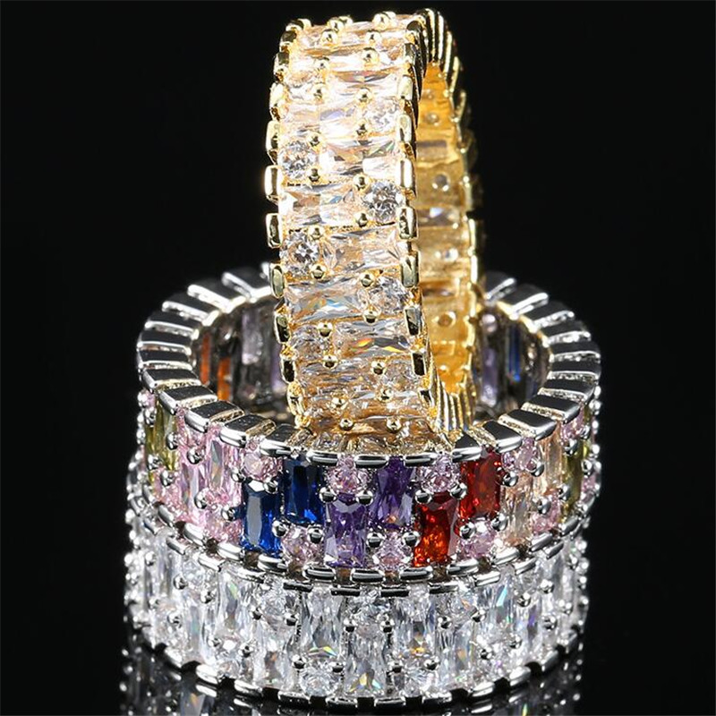 Princess Cut Eternity Ring: Sparkg Topaz Color Cubic Zirconia Wedding Band