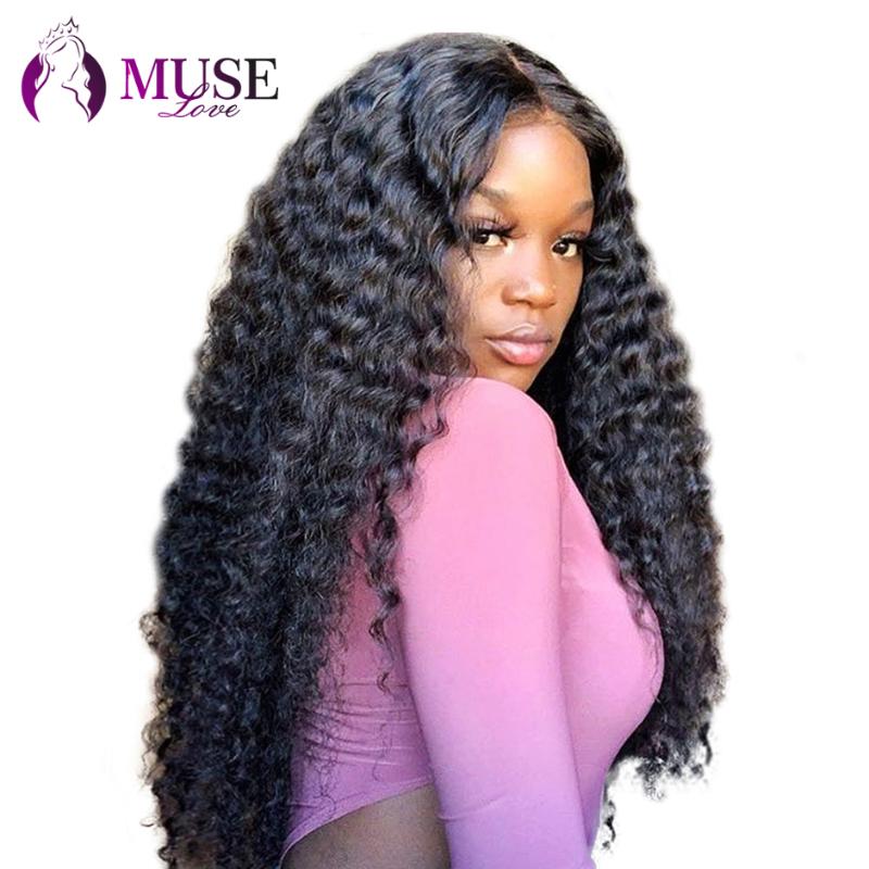 Lace Wigs MUSE LOVE Peruvian Water Wave Wig 13x4x1 Transparent Part 180% Curly Frontal Human Hair For Black Women