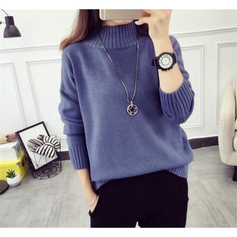 Women's Cashmere Turtleneck Sweater Winter Pullover Jumper Casual Knitted Long Sleeve White