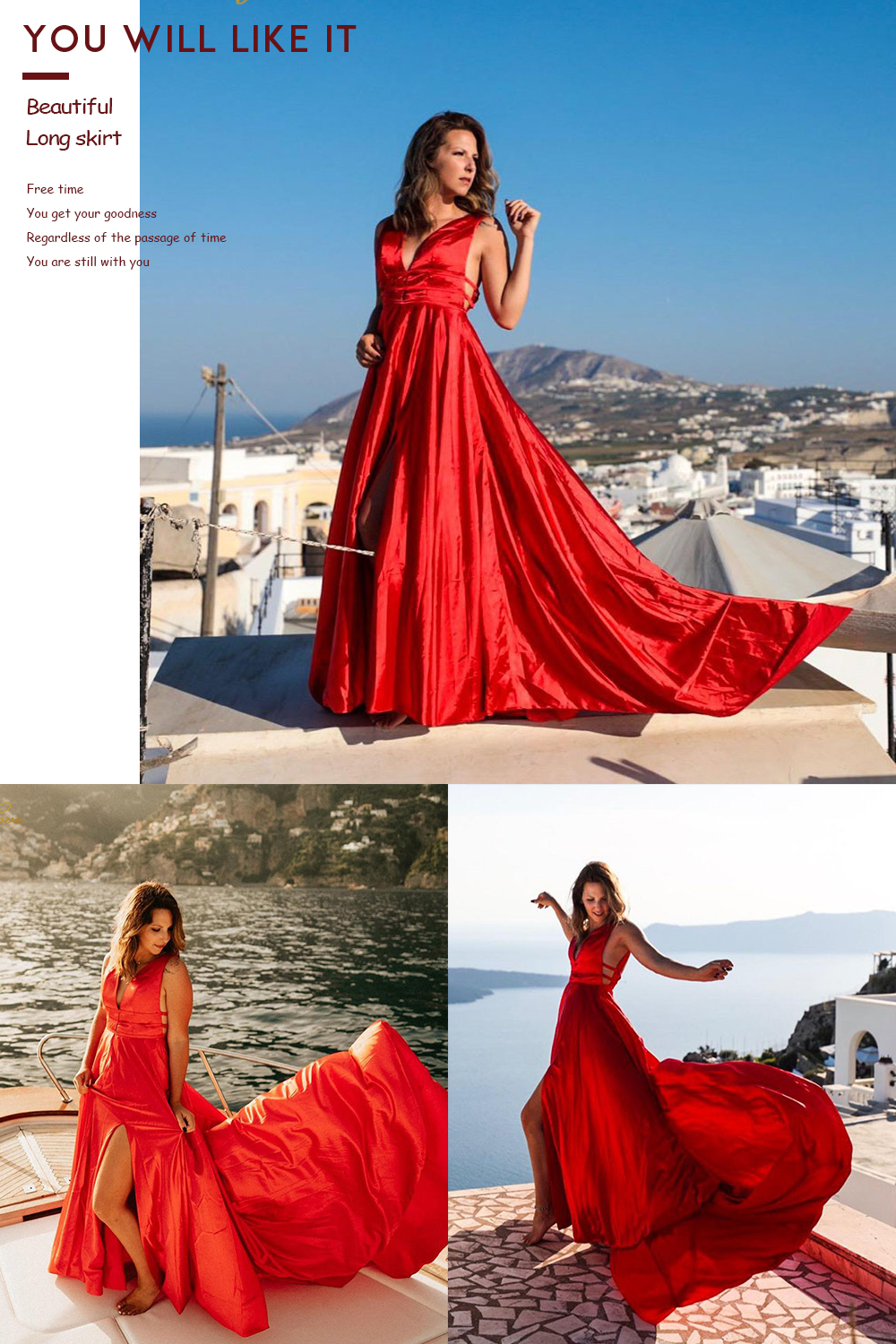 Sexy Red Evening Dresses V Neck Backless Satin Prom Dresses Long Elegant Evening Gown Robe De Soiree Christmas Party Dress Plus