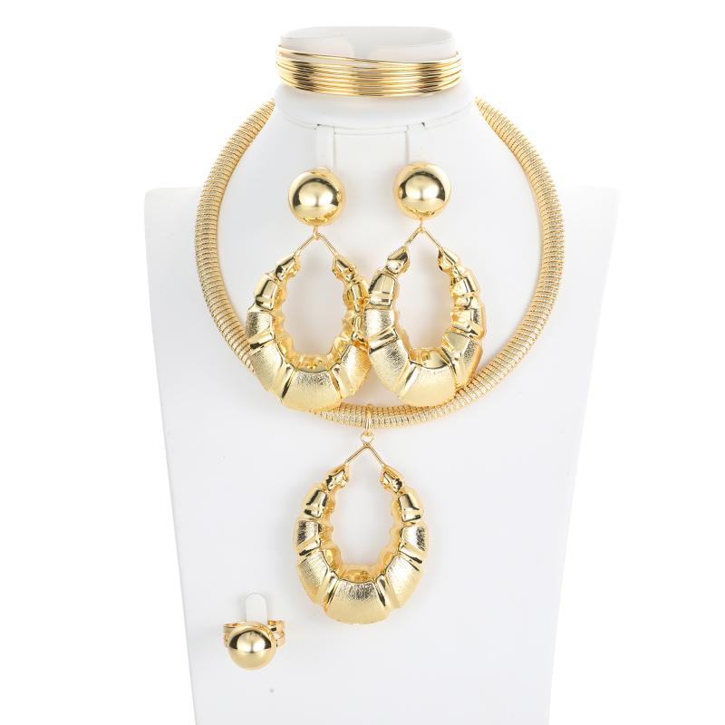 Earrings & Necklace Yoomuna African 24K Gold Plated Wedding Jewelry Sets For Women Hoop And Costume, As pic
Earrings & Necklace Yoomuna African 24K Gold Plated Wedding Jewelry Sets For Women Hoop And Costume, As pic