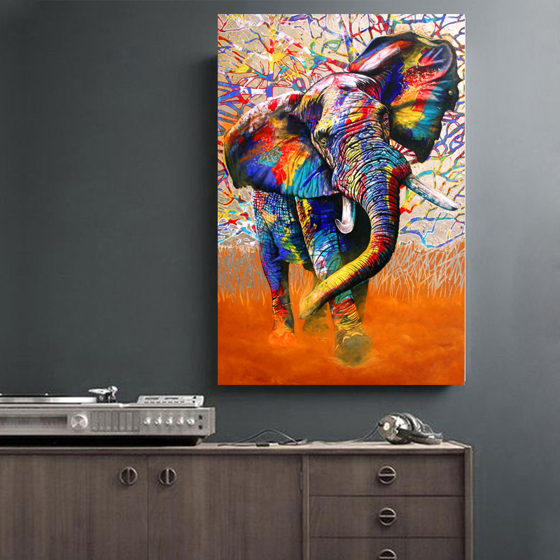 Street Art Graffiti Canvas Paintings African Color Elephant Animal Pictures Wall Art Posters And Prints For Living Room Decor