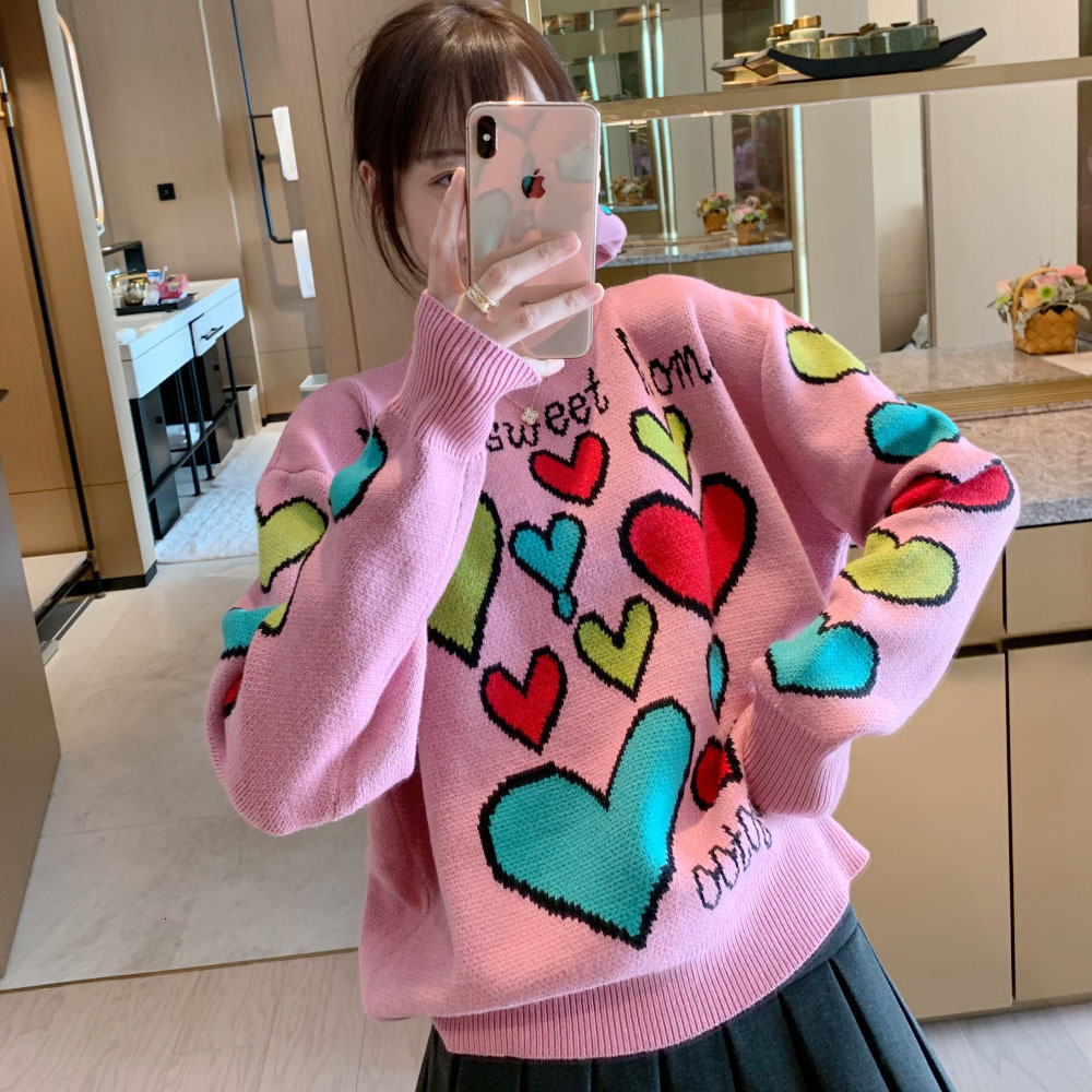Women's Sweaters Ebaihui Knitted Sweater Pink Love Heart Thick Pullovers Loose Female Oversized Jumper Streetwear Fashion YH42
Women's Sweaters Ebaihui Knitted Sweater Pink Love Heart Thick Pullovers Loose Female Oversized Jumper Streetwear Fashion YH42