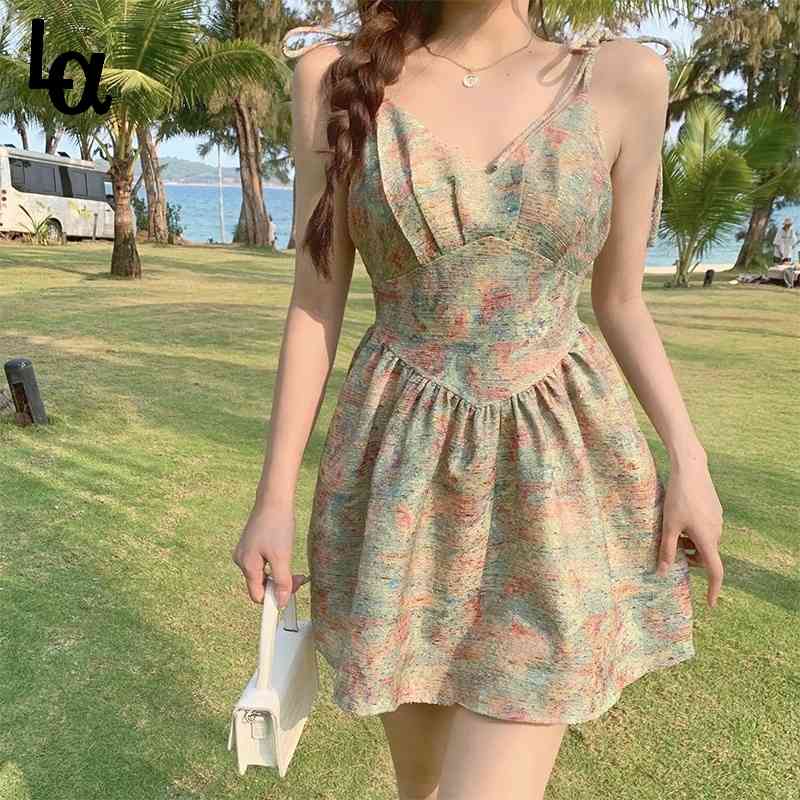 Vintage Strap Kawaii Dress Women Elegant Sexy Sweet French High Street Casual Party Mini Korean Summer 210519
Vintage Strap Kawaii Dress Women Elegant Sexy Sweet French High Street Casual Party Mini Korean Summer 210519