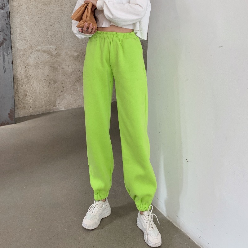 Nomikuma Autumn Winter Fleece Thick Harem Sweatpants Causal Stretch High Waist Long Trousers Korean Solid Women Pants 6D485 210427