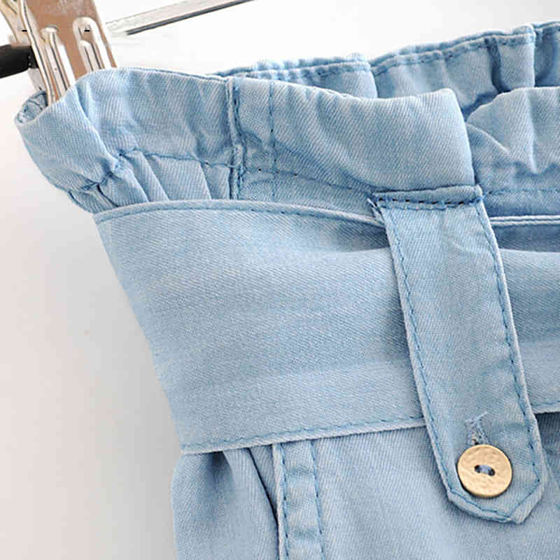 Solid Casual Paper Bag Pants Women High Waist Loose Pleated Long Trousers Female Elegant Straight Sashes Wide Leg 210515