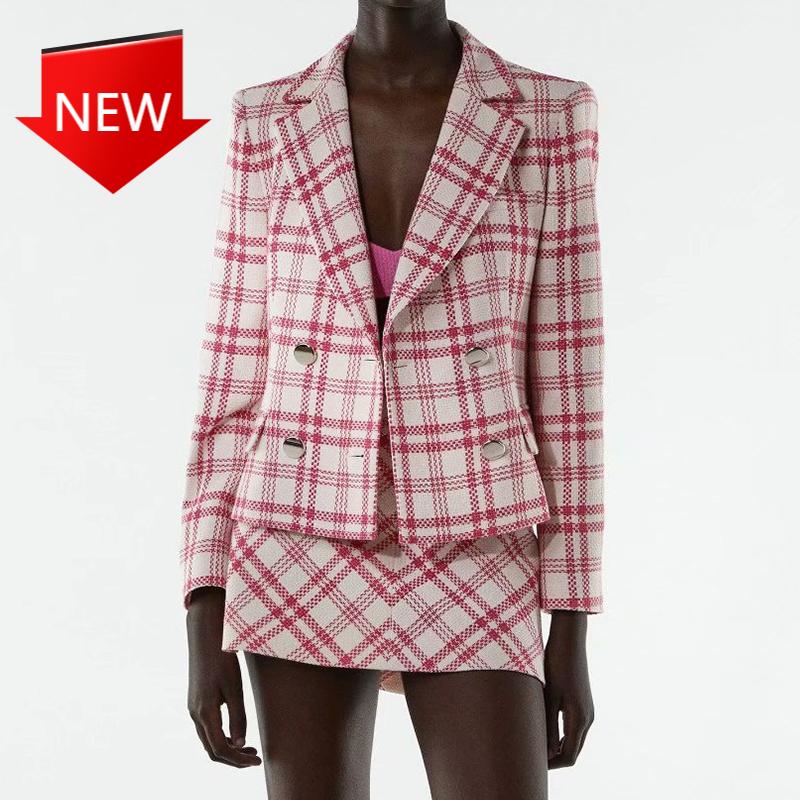 Two Piece Dress Blazer And Skirt Fashion Female Casual High Quality Set Plaid Textured, White
Two Piece Dress Blazer And Skirt Fashion Female Casual High Quality Set Plaid Textured, White