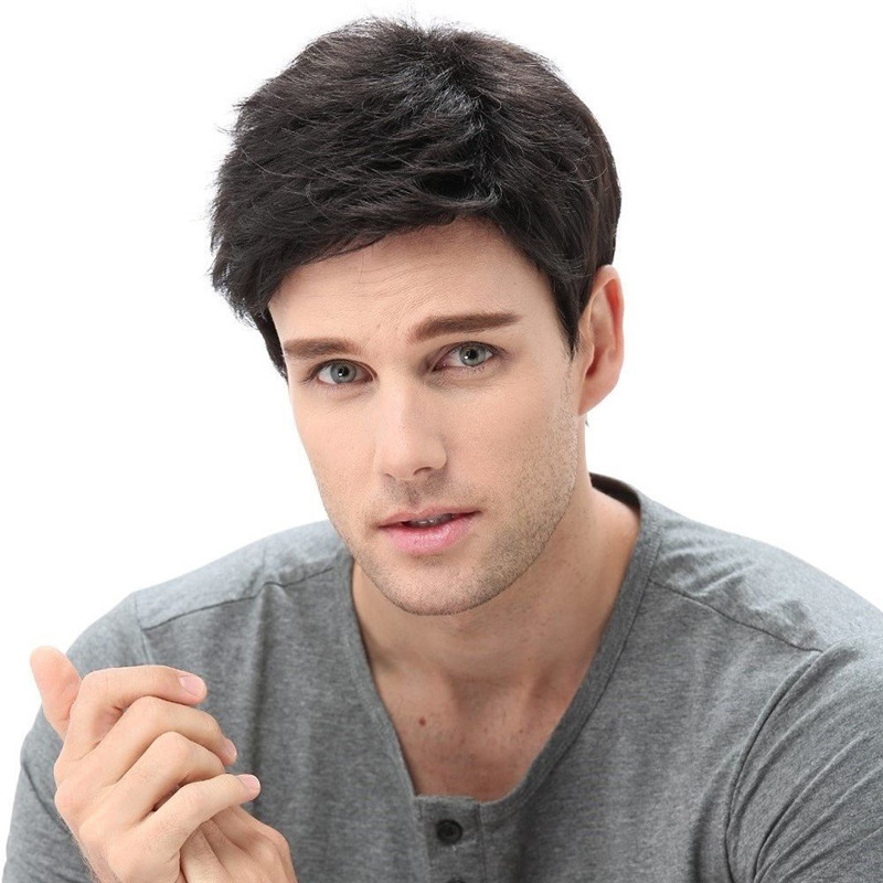 Men Short Black Wigs With Bangs Layered Wavy Cosplay Party Daily Use Synthetic wig For Male
Men Short Black Wigs With Bangs Layered Wavy Cosplay Party Daily Use Synthetic wig For Male