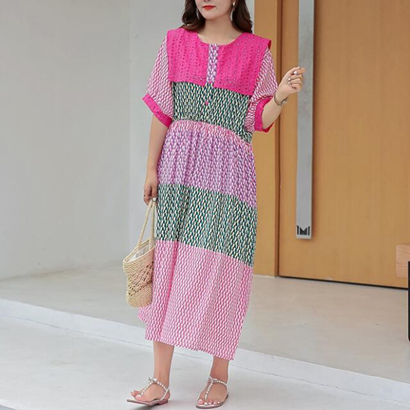Summer Contrast color Printted Oversize Dress for Women Hollow Embroidery Shawl Short Sleeve Loose Beach 210525, Pink
Summer Contrast color Printted Oversize Dress for Women Hollow Embroidery Shawl Short Sleeve Loose Beach 210525, Pink