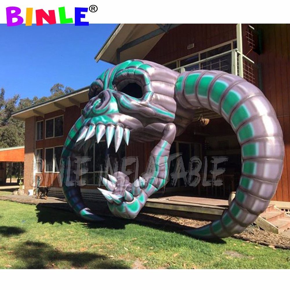 sale giant horror bending inflatable halloween skull hanging head skeleton for party decoration