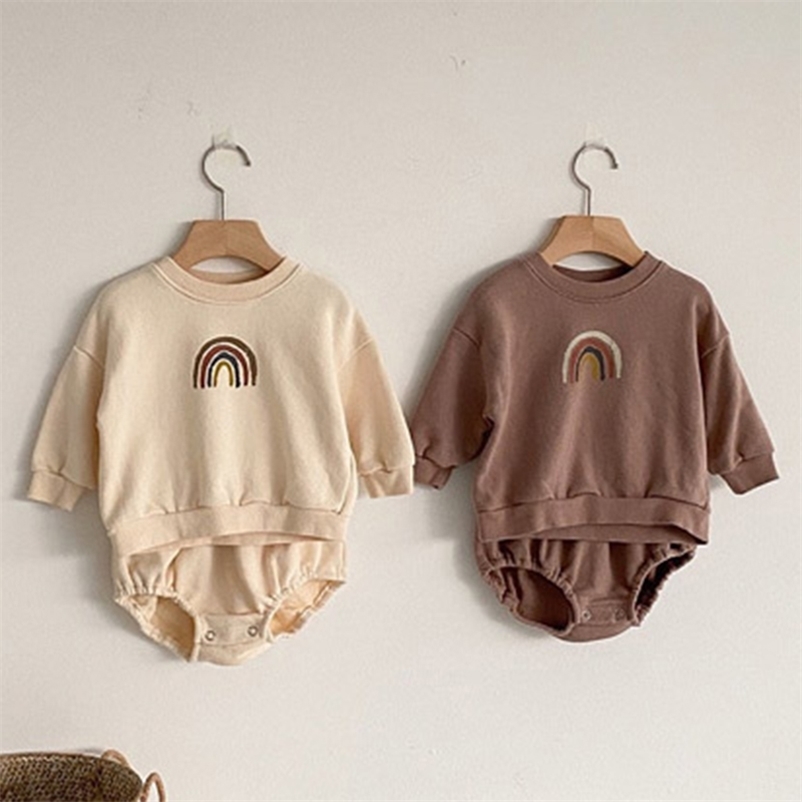 Autumn Infant Baby Boys Girls Long Sleeve Rainbow Top + Shorts Pants Clothing Sets Kids Boy Girl Clothes Suit 210521
