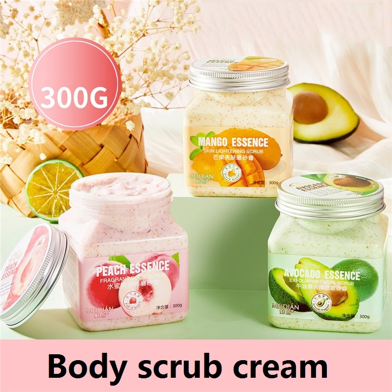 

300g Fruity Mango Peach Avocado Bath Salt Back Foot Hand Body Scrub Fragrance Salts Exfoliating Remove the Keratinization