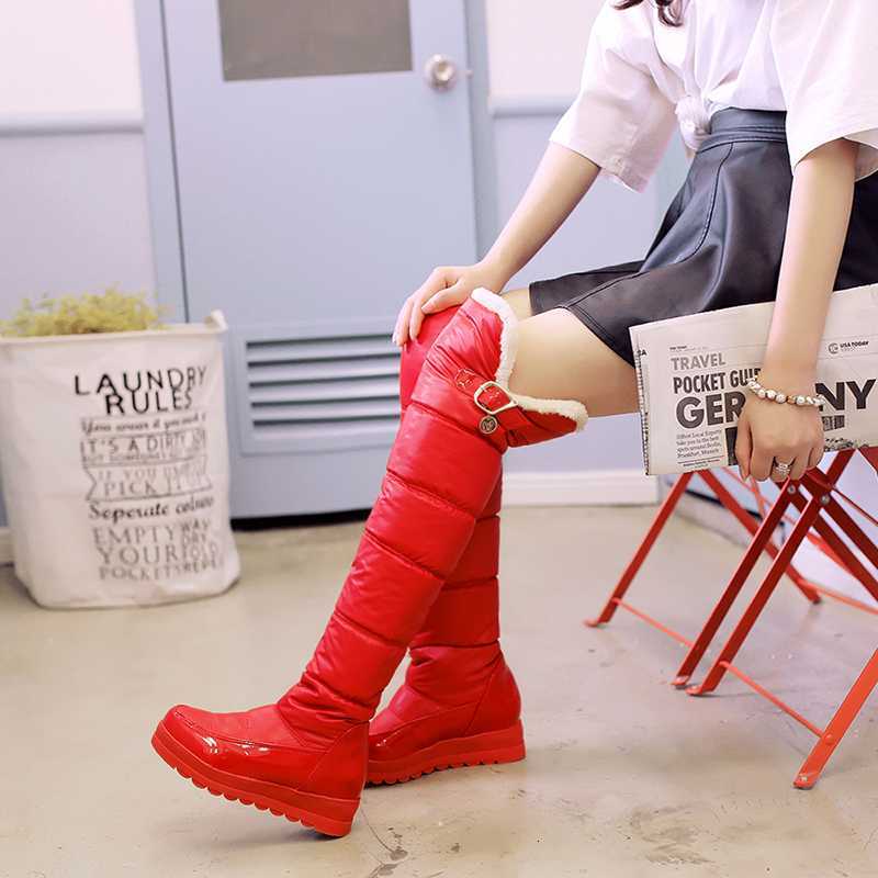 Boots warm snow women platform over the knee high waterproof ladies thick fur winter shoes woman G9B9, Red
Boots warm snow women platform over the knee high waterproof ladies thick fur winter shoes woman G9B9, Red