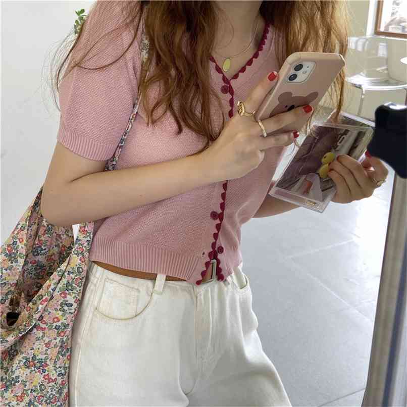Western style thin V-neck knitted cardigan short-sleeved top women summer Korean fashion women' clothing 210520, White
Western style thin V-neck knitted cardigan short-sleeved top women summer Korean fashion women' clothing 210520, White