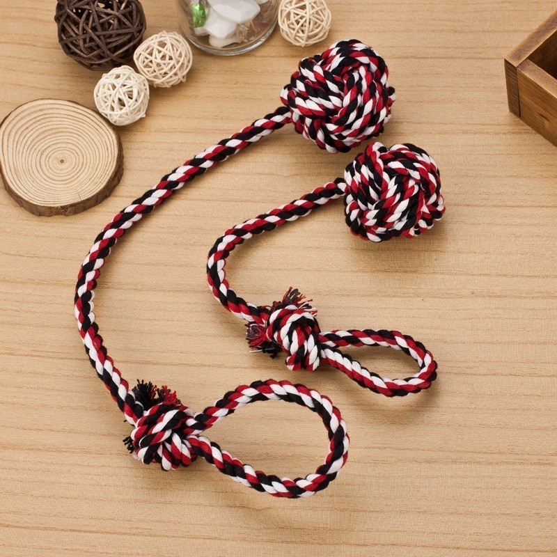 Interactive Dog Toys For Large Cotton Rope Length 31cm Hand Pull The Ball Chew Bite Resistant