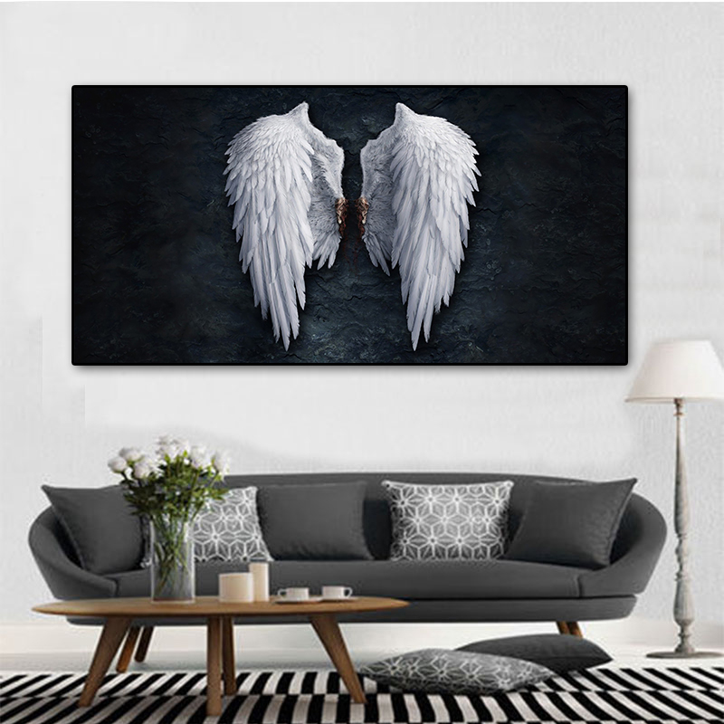 Black White Angel Wings Poster Canvas Art Posters and Prints Canvas Paintings on The Wall Art Pictures for Living Room Decor