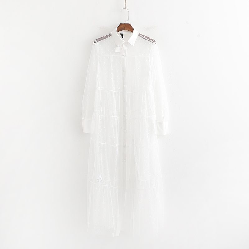 Sunscreen Dress Women Summer Fashion See Through Mesh Material Black and White Mantle Cloak Modern Lady Beach Dresses 210602